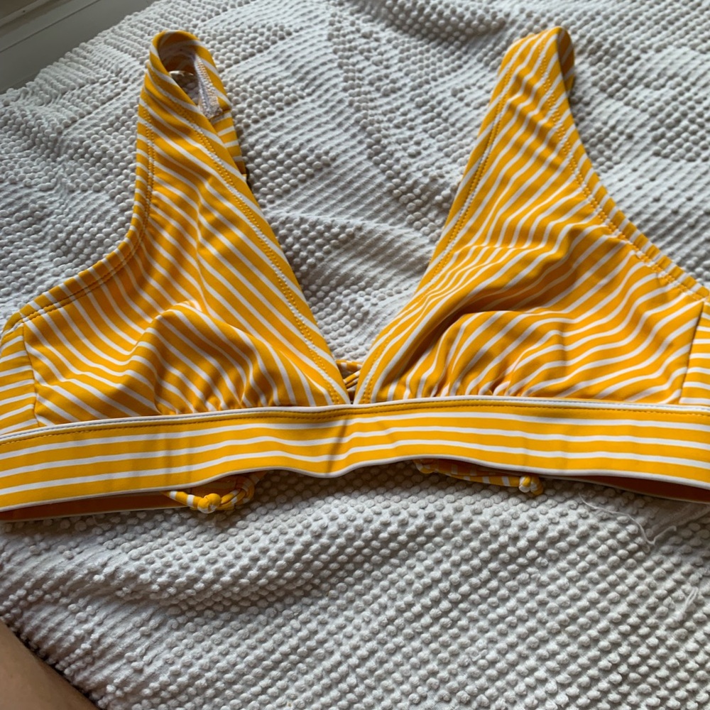 Kona Sol Yellow Striped Bikini Top